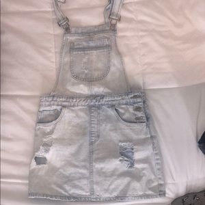 Distressed dress overall